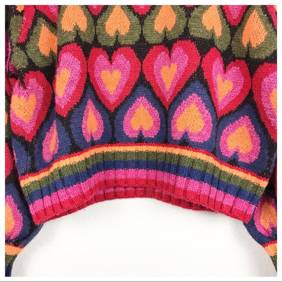 Farm Rio Full of Hearts Mock Neck Sweater Size Large - Picture 8 of 12